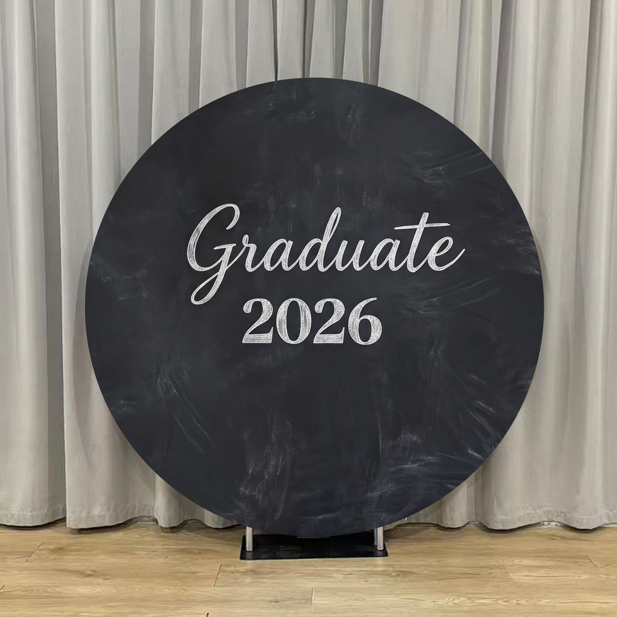 Class of 2026 Round Backdrop Black Chalkboard Grad 2026 Personalized Class Of 2026 Round Backdrop ZTT64-28