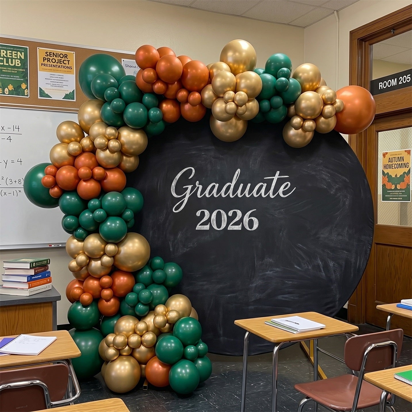 Class of 2026 Round Backdrop Black Chalkboard Grad 2026 Personalized Class Of 2026 Round Backdrop ZTT64-28