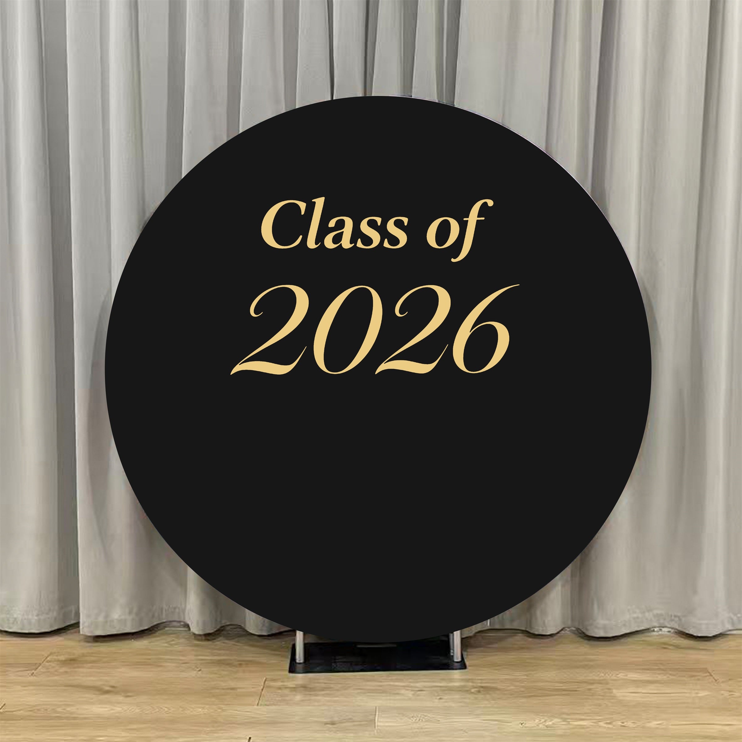 Senior Photo Round Backdrop Black Gold Class of 2026 Graduation Senior Round Backdrop ZTT64-31