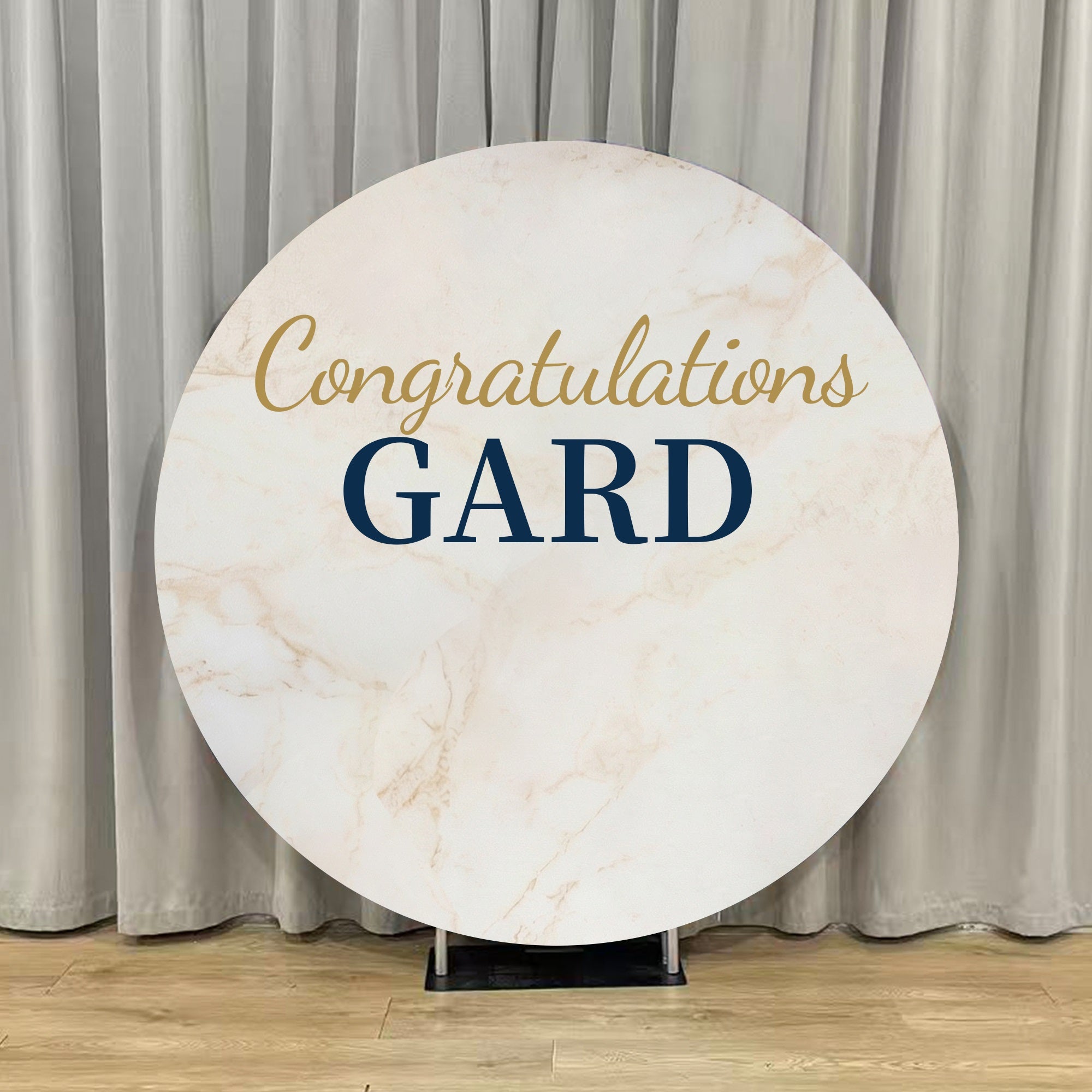 Graduation Party Round Backdrop Cover Marble Gold Navy Congrats Grad Graduation Celebration Round Cover ZTT64-45