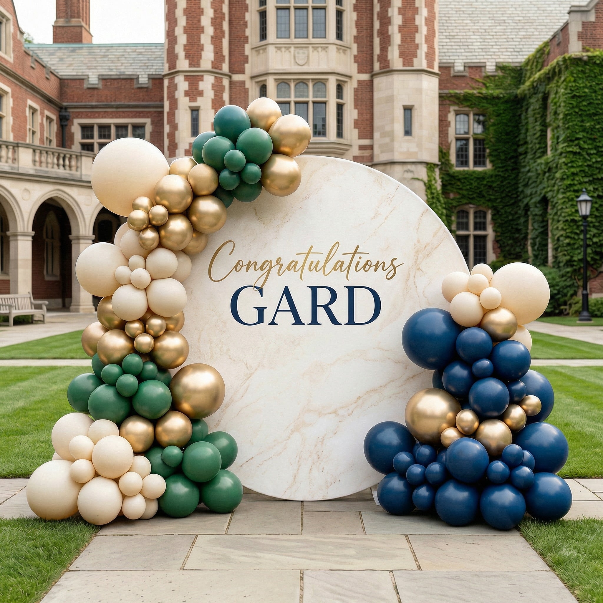 Graduation Party Round Backdrop Cover Marble Gold Navy Congrats Grad Graduation Celebration Round Cover ZTT64-45