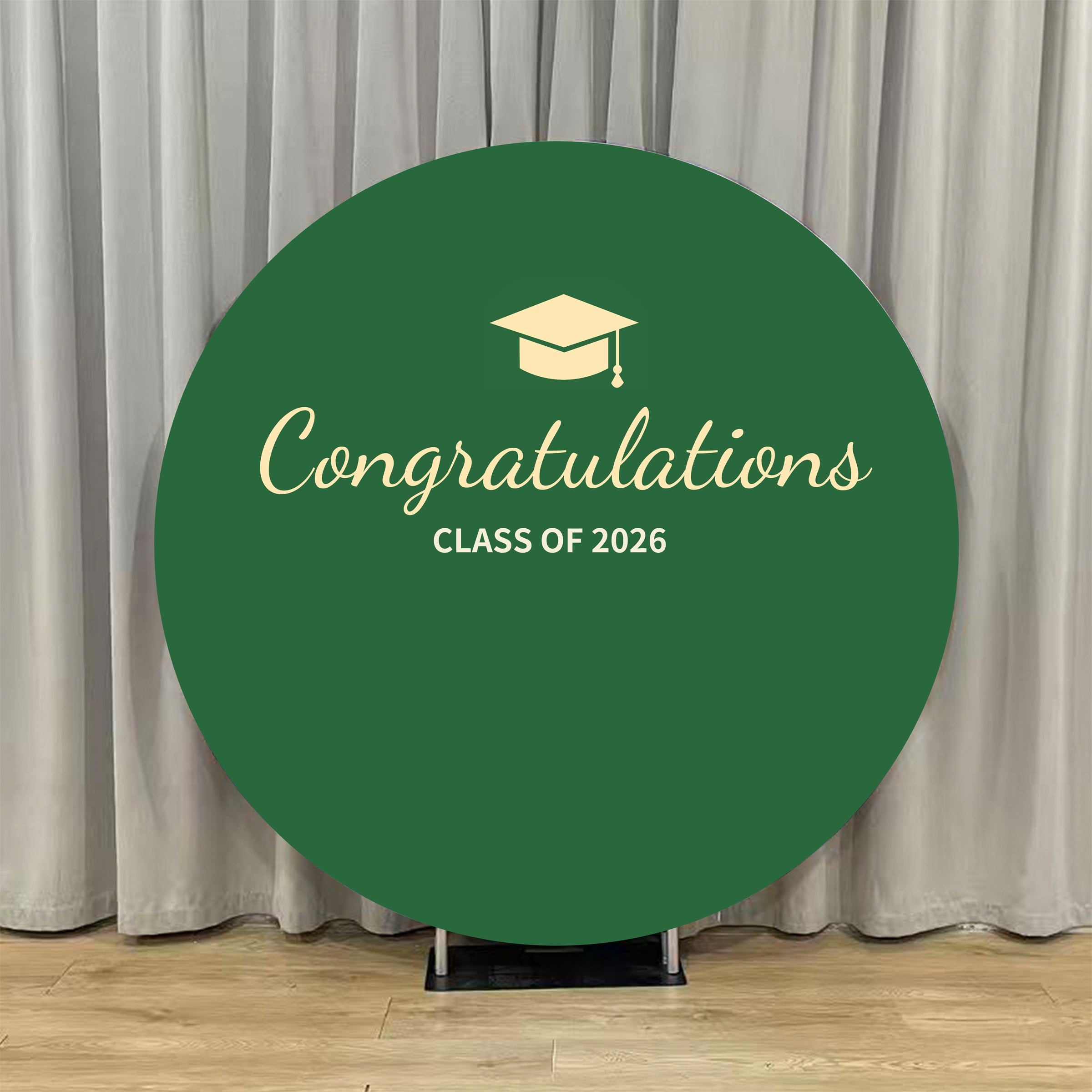 Graduation Round Backdrop Green Gold Congrats Class Personalized Graduation Round Backdrop ZTT64-49