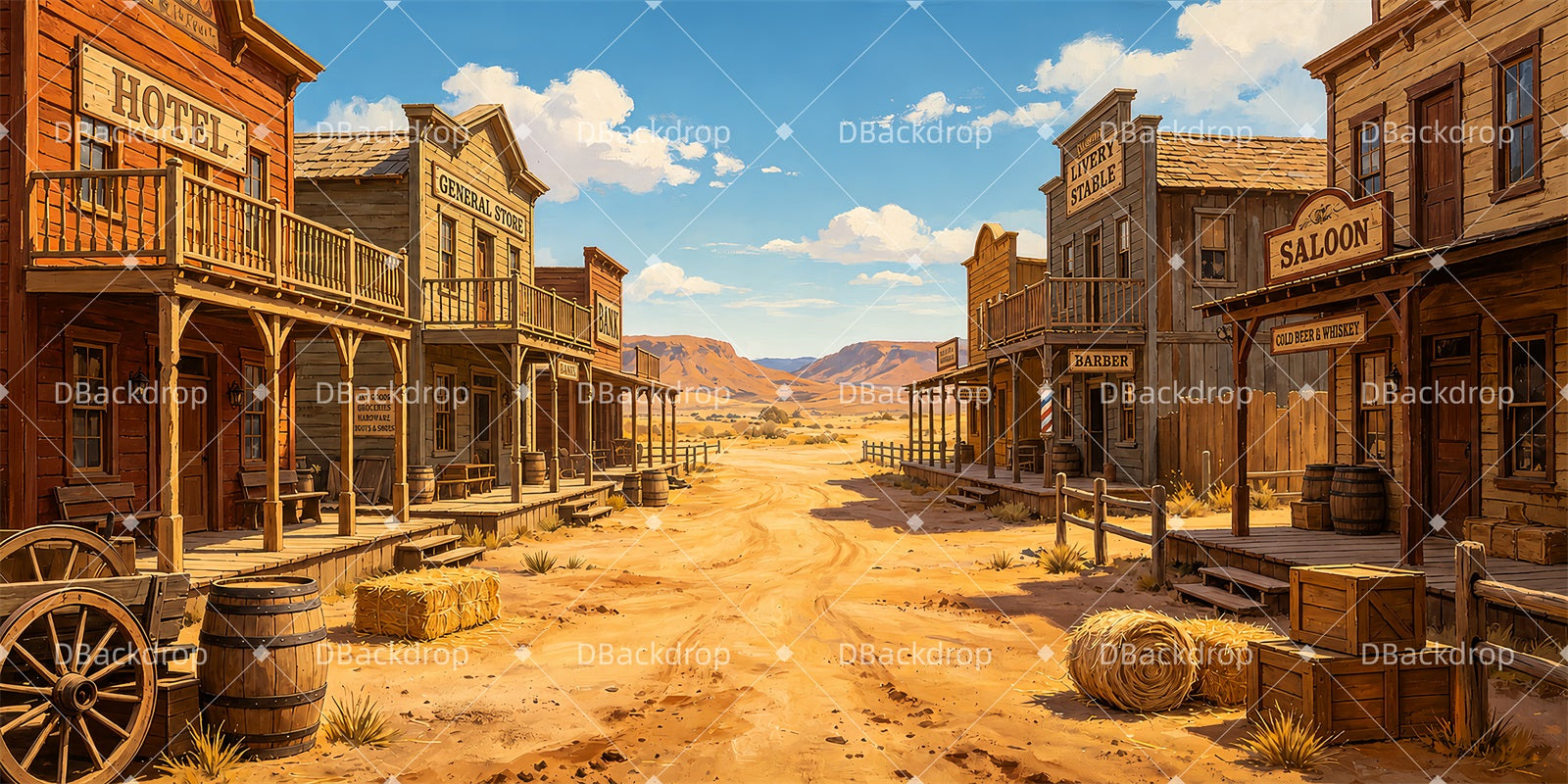 Professional Stage Backdrops Desert Town Theater Backdrop ZTT66-T127