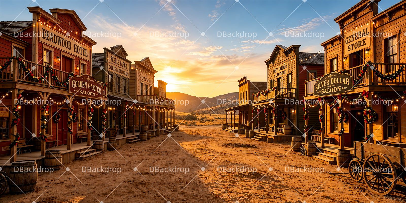 School Play Backdrop Western Dusk Theater Stage Backdrops ZTT66-T136