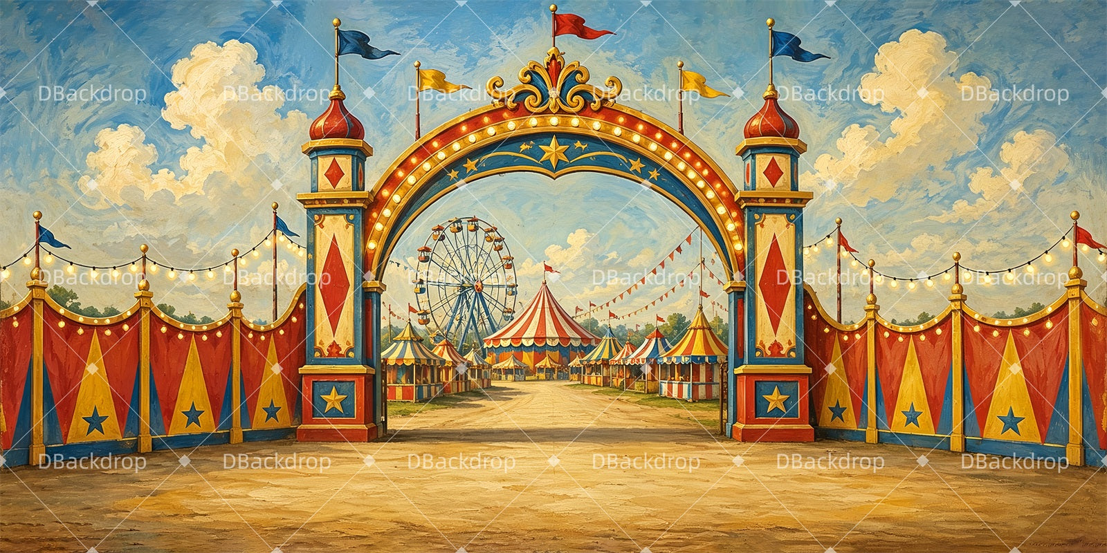 Circus Stage Backdrop Luminous Ride School Play Backdrops ZTT66-T147