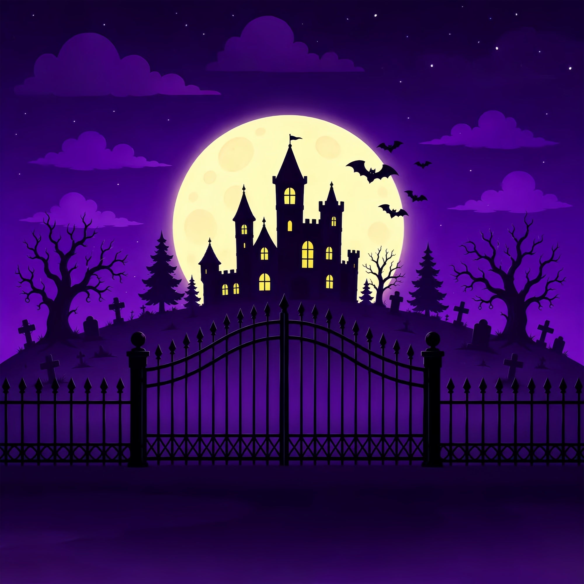 Halloween Backdrop Ideas DIY Purple Moon Castle Gateway Purple Halloween Backdrop ZTT67-14