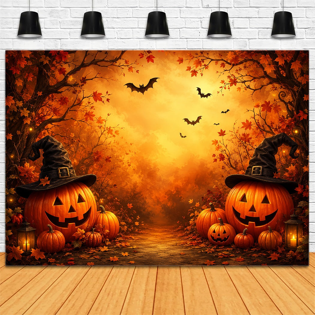 Halloween Theme Backdrop Witch Hat Pumpkin Forest Halloween Backdrop For Photos ZTT67-24