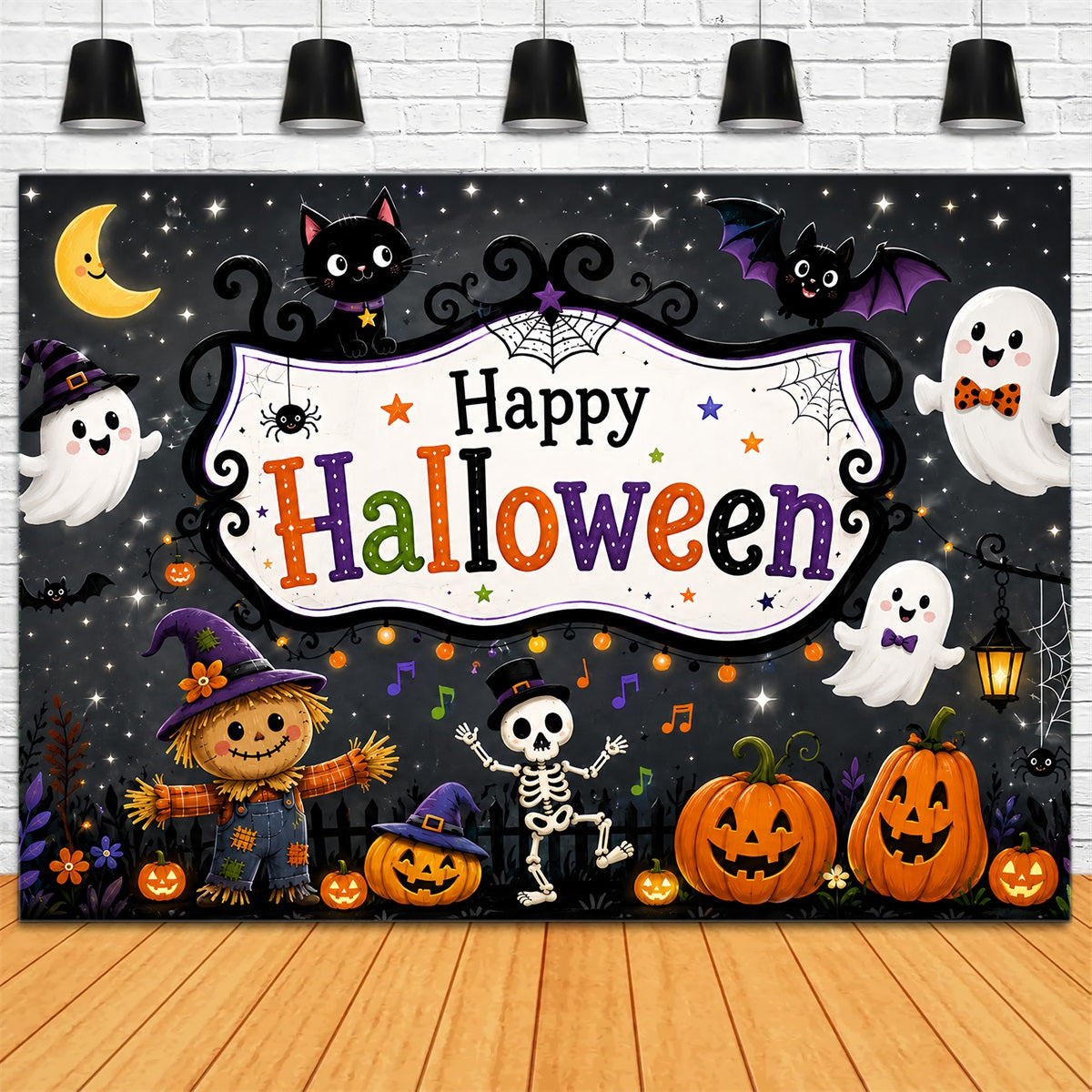 Cute Halloween Backdrops Cute Ghost Skeleton Party Halloween Backdrops Scene Setters ZTT67-26