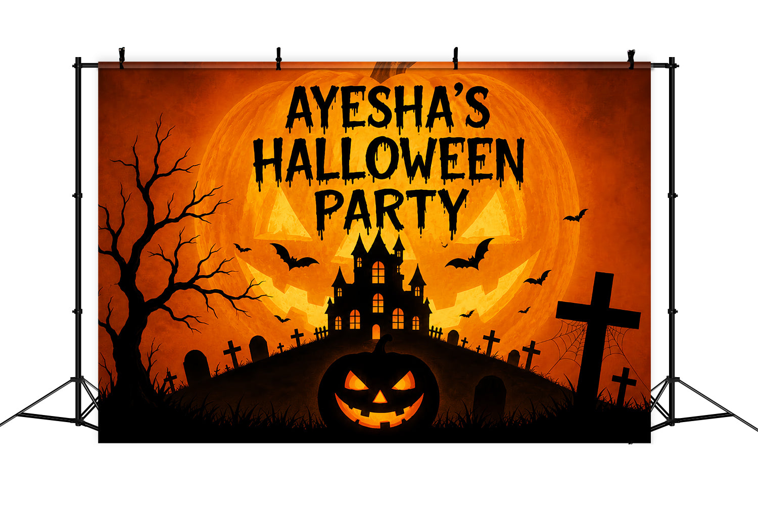 Halloween Party Backdrop Ideas Haunted Castle Pumpkin Graveyard Halloween Scary Backdrops ZTT67-8
