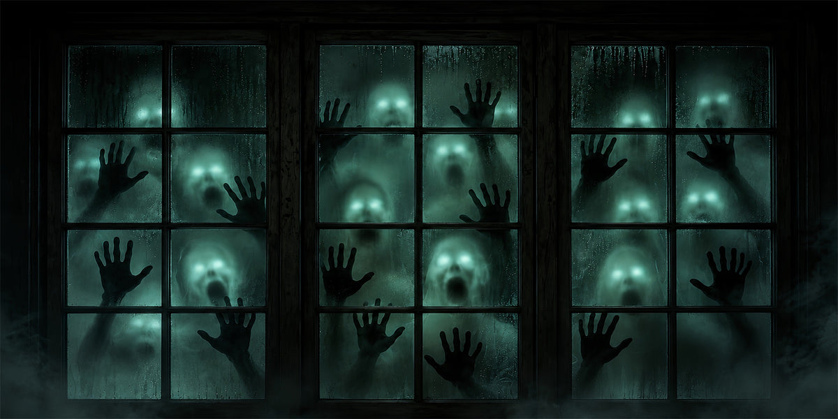 Scary Halloween Garage Door Cover Ghost Window Shadows Halloween Garage Door Cover ZTT68-1-2 car