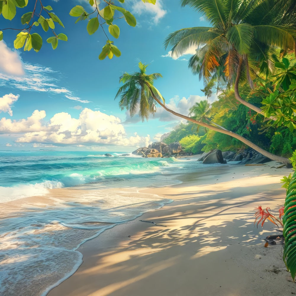 Beach Photo Backdrop Palm Sandy Shore Summer Backdrop ZXY3-29