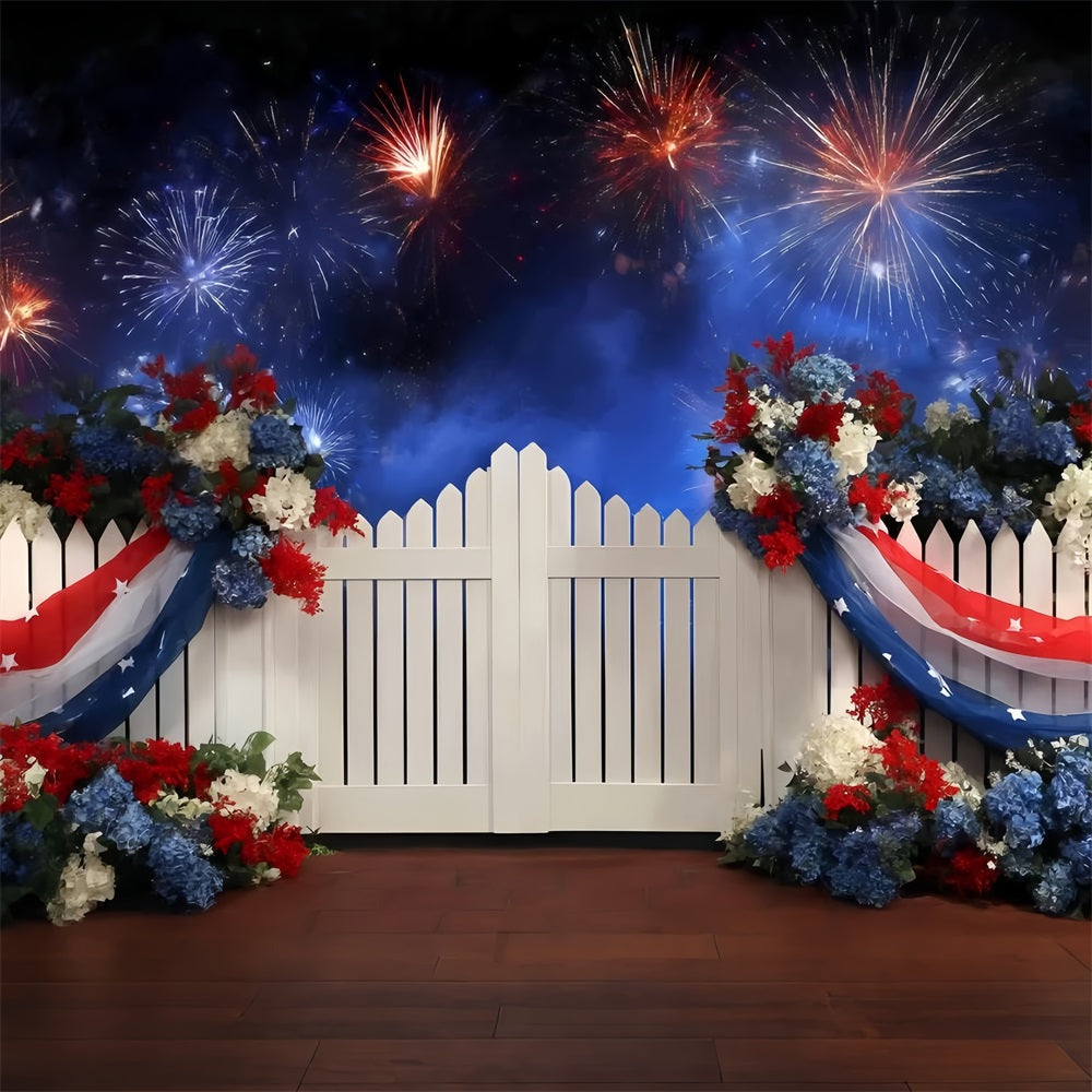 4th of July Fireworks Backdrop Fence Patriotic Garden Backdrop ZXY5-1
