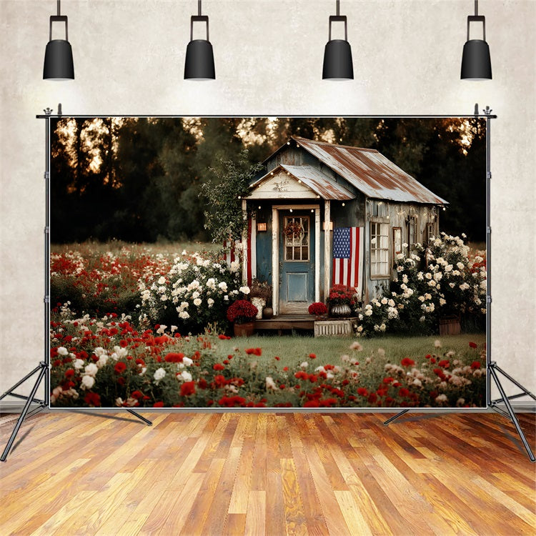 Independence Day Backdrops House Garden Patriotic Backdrop ZXY5-3