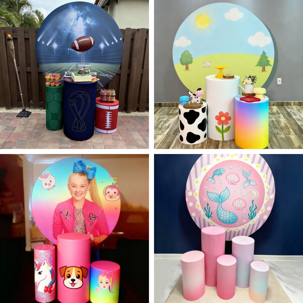 Circle Backdrop Kit Cute Elephant Gender Reveal Baby Shower Backdrops MRR9-141