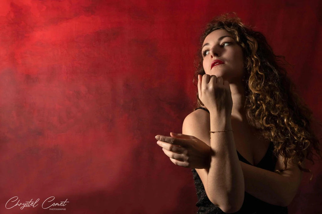 Abstract Watercolor Red Portrait Backdrop for Photo Shoot D206