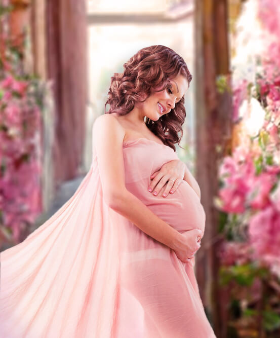 Pink Flower Corridor Painting Photography Backdrop M-26